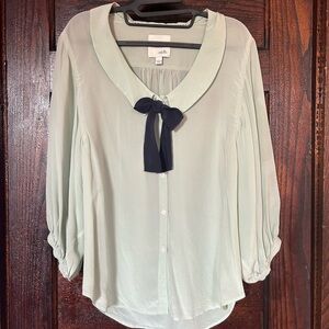 Anthropologie Odille 100% Silk Bow Blouse